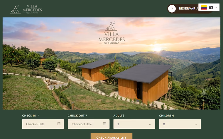 Screenshot of the Villa Mercedes Glamping website